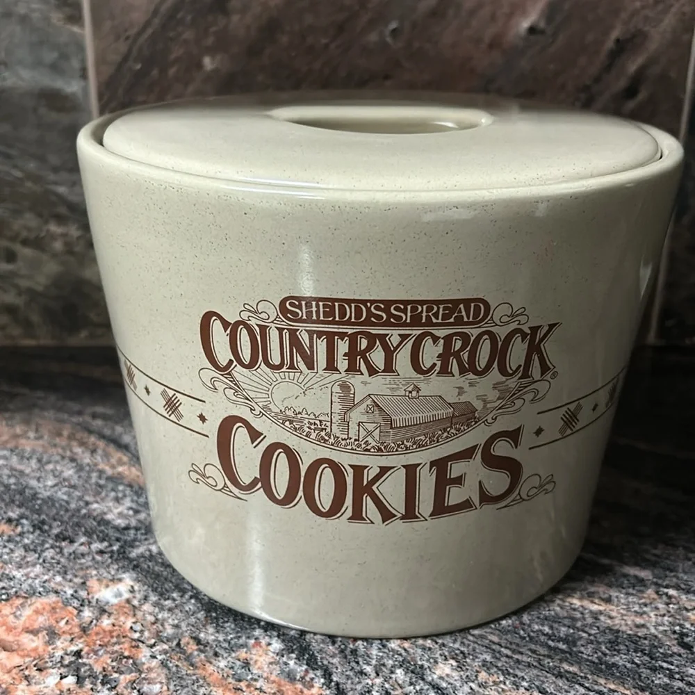 Vintage Shedd's Spread Country Crock Advertising Porcelain Cookie Jar